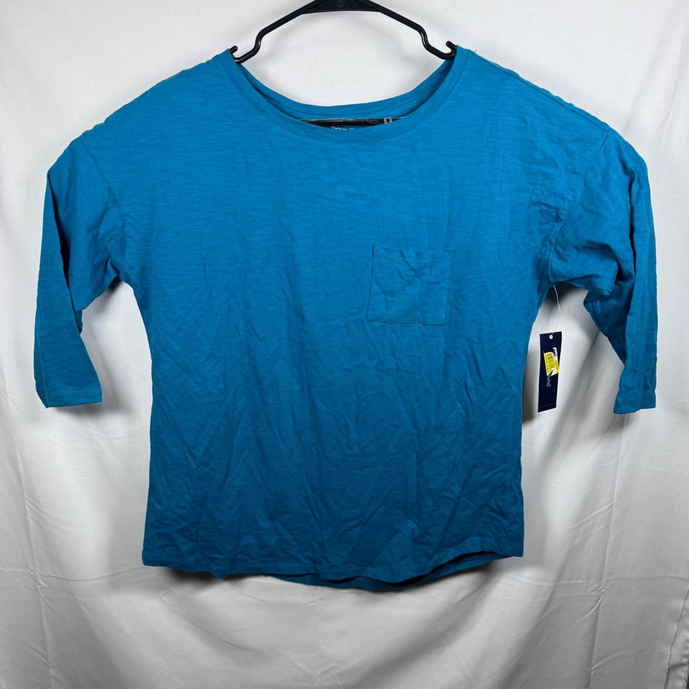 NWT Westbound T-Shirt Womens Large‎ Turquoise Blue Cotton 3/4 Sleeve Pocket